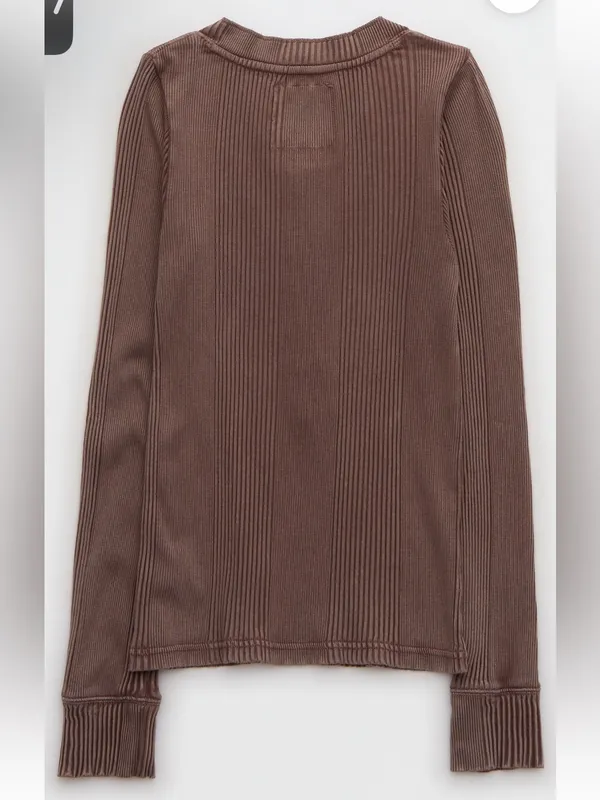 Aerie Road Trip Sleeve Henley Long Sleeve Faded Brown - Image 6