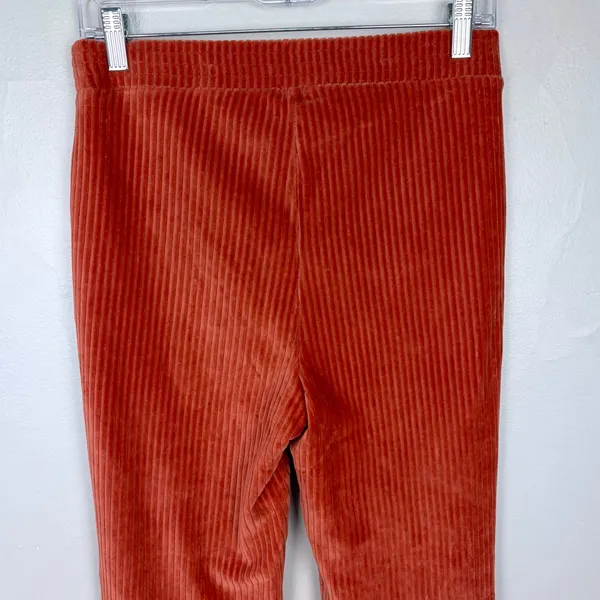 Aerie Groove On Velour Pants Flared Leggings Burnt Orange Cinnabar Size Medium - Image 6