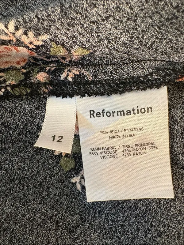 Reformation Mica Midi Dress Womens 12 Black Floral Whimsigoth Practical Magic - Image 8