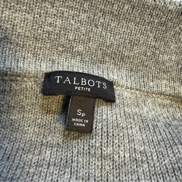 Talbots Petite Lambswool Sweater Blazer SP Gray Knit Jacket Quiet Luxury - Image 7