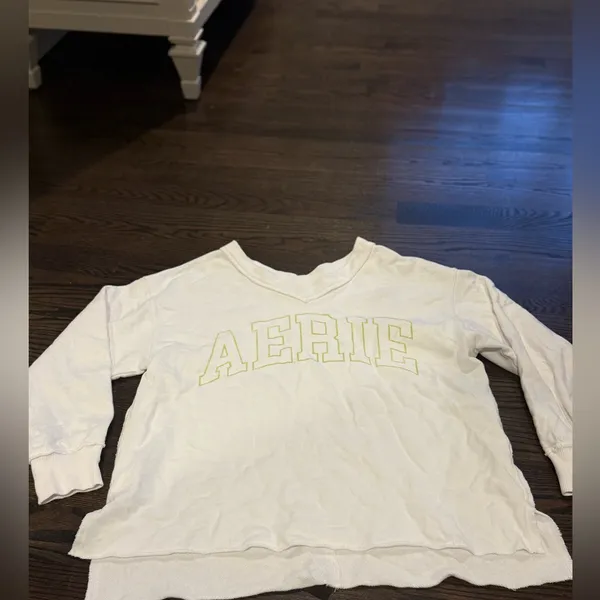 Aerie v- neck oversized White Sweatshirt - Image 2