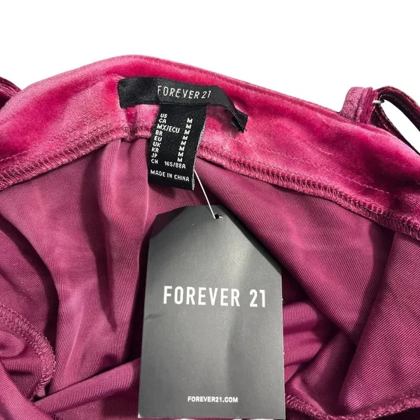 NWT Forever 21 Party Collection Velour Bodysuit Burgundy Strappy Bustier M - Image 9