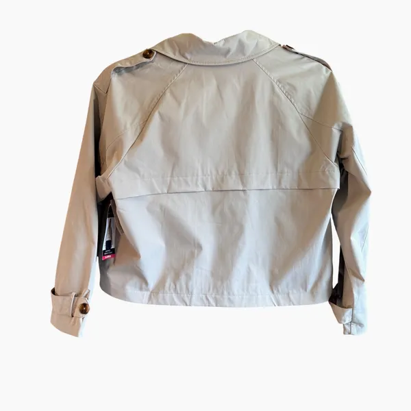 NEW Rebecca Minkoff XL Cropped Trench Coat Khaki Beige Double Breasted NWT - Image 11