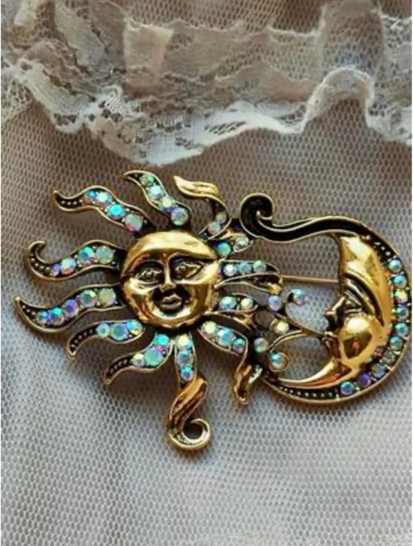 Anthropologie Celestial Sun & Moon Brooch - Image 2