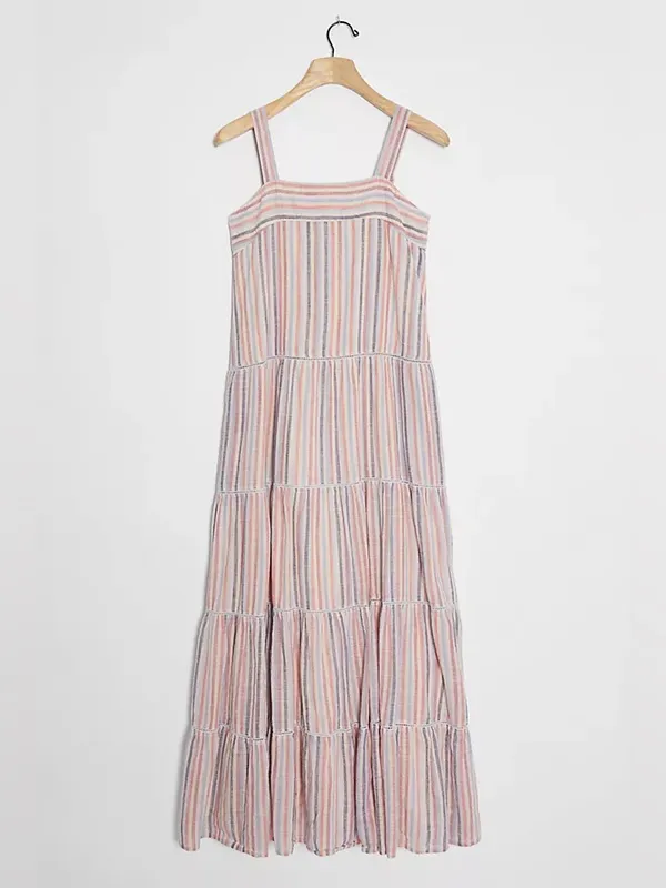 Sundry x Anthropologie Luna Striped Tiered Maxi Dress Beachy Vacation Resortwear - Image 11
