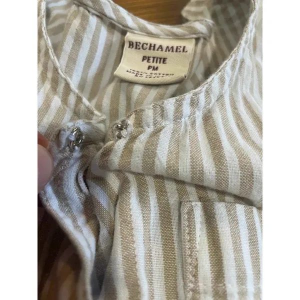 Béchamel tan & white striped a-line dress‎ cottage boho sz Med Petite - Image 9