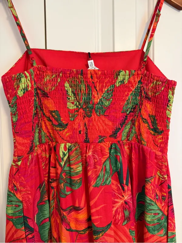 Maison d'Amélie tropical print red maxi dress NWT Size Small Linen Blend - Image 7