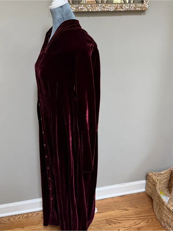 Vintage April too! Cornell velvet silk blend long sleeve maxi dress Burgundy OS - Image 3