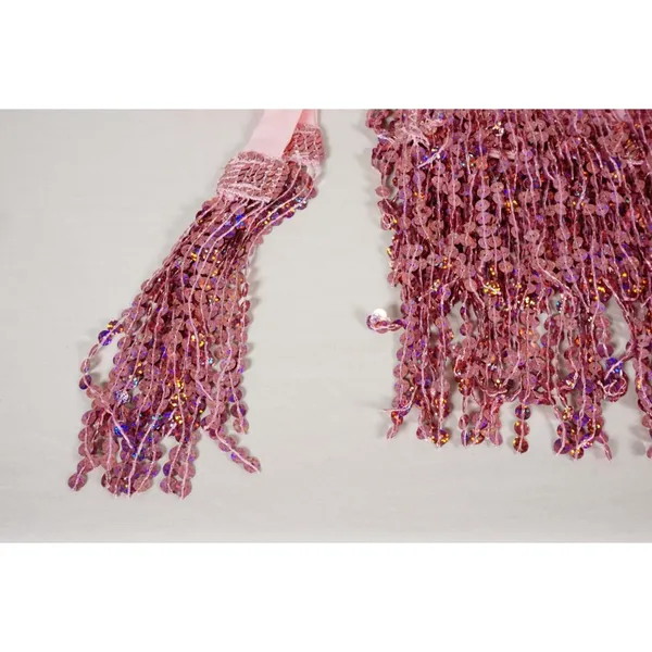 Pink Sequin Belly Dance Hip Scarf Tassel Wrap Sparkly Fringe Skirt ONE SIZE - Image 6