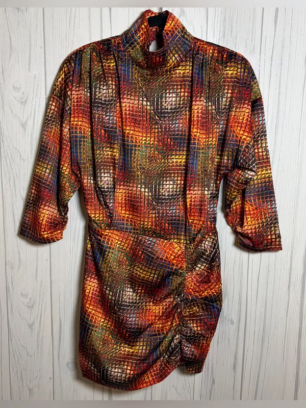 NWT WNTRMSE Kenzie Disco Print Mini Dress Open Back Mock Neck, US‎ 6 ($245) - Image 4