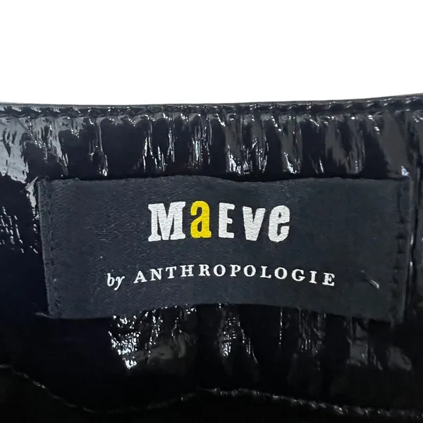 Maeve Anthropologie Faux Leather Solid Patent Pants Black Edgy Skinny Size 4 - Image 6