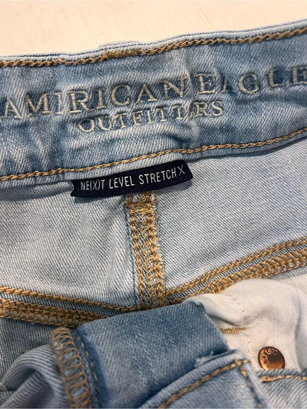 American Eagle Outfitters Light Blue Super Stretch Denim Cutoff Shorts - Image 3