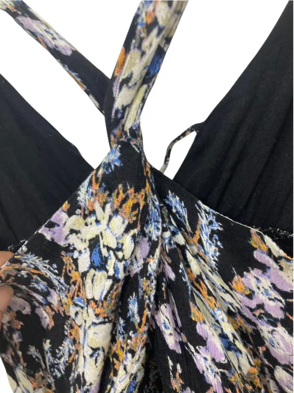 Free People Washed Ashore Halter Mini Dress Black Floral Size L - Image 12