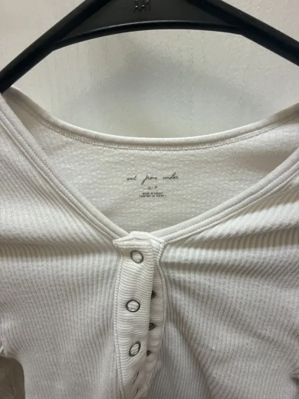 Out From Under Seamless Ribbed Snap-Front Long Sleeve Henley Top - Image 2