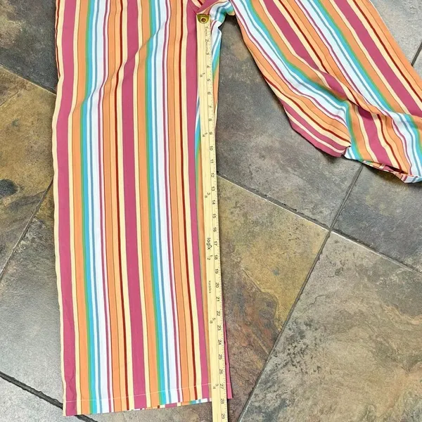 Women’s Multicolor Striped Smocked Waist Wide Leg Pants Medium - Image 2
