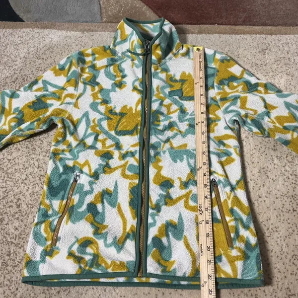 REI Co-op Gorpcore Women‎ Full Zip Fleece Jacket Abstract Print Yellow XS 217359 - Image 2