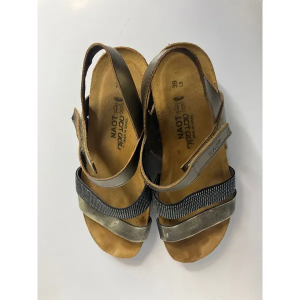 Naot Strappy Wedge Sandals Womens 39‎ Metallic Rhinestone Good Comfort Cork Sole - Image 8