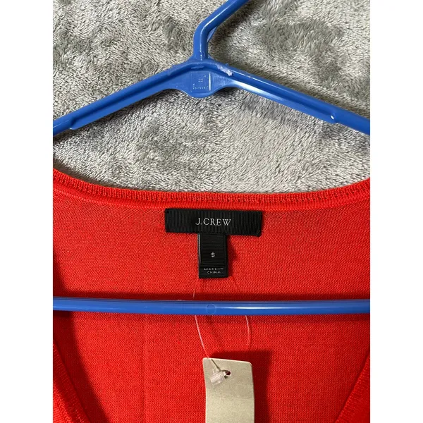 J.Crew Lightweight‎ Merino Wool V-Neck Sweater Orange Minimalist Classic SM New - Image 3