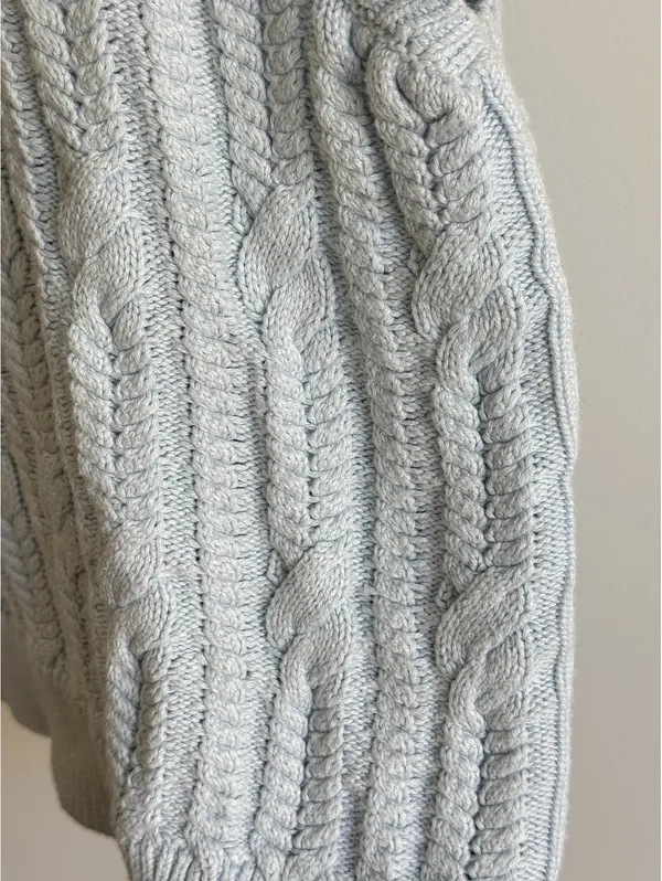 Abercrombie Fitch Cable Knit Sweater Vest Light Blue Women’s XXL - Image 7