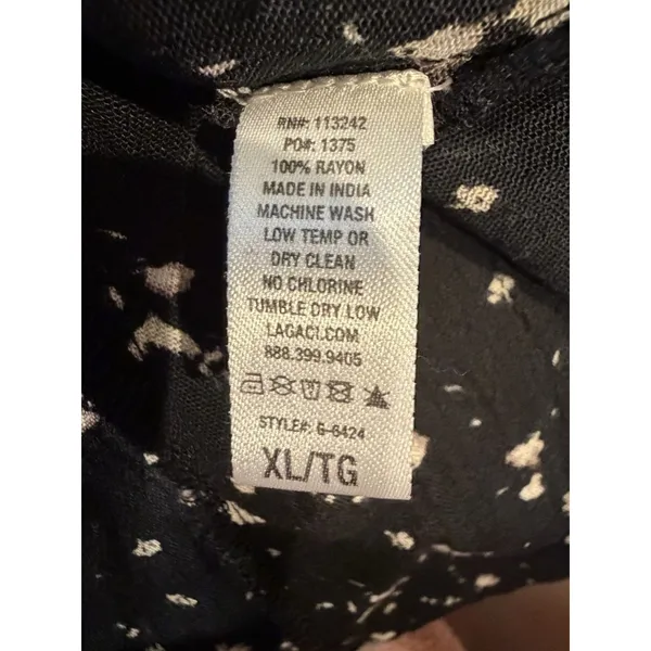 Lagaci Black Floral Frenzy Adjustable Strap Rayon Dress NWT Size XL - Image 7