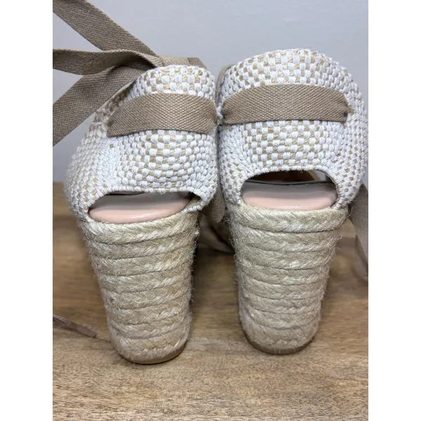 Gaimo Tan Suede Espadrille Wedges Ribbon Ankle Tie Made in Spain EU 37 - Image 6
