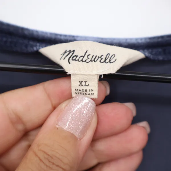 Madewell Dress Womens XL Shift Navy Blue Velvet Long Puff Sleeve Excellent - Image 2