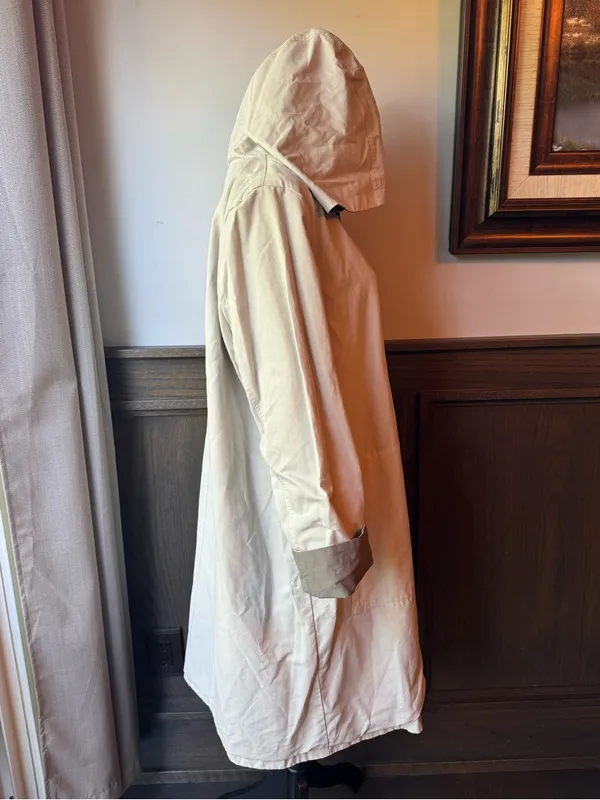 Eileen Fisher cream & gray reversible Hooded Trench Coat - Image 6