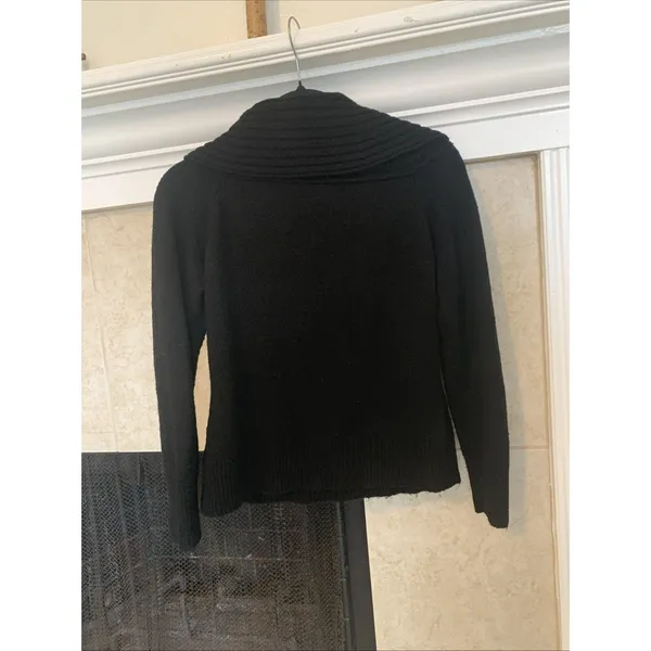 Anthropologie Black Draped Knit Sweater Women’s Large Long Sleeve - Image 3