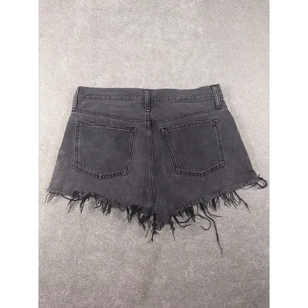 Madewell High-Rise Denim Shorts Faded Black Raw Hem Cut-Offs Size 29‎ - Image 6