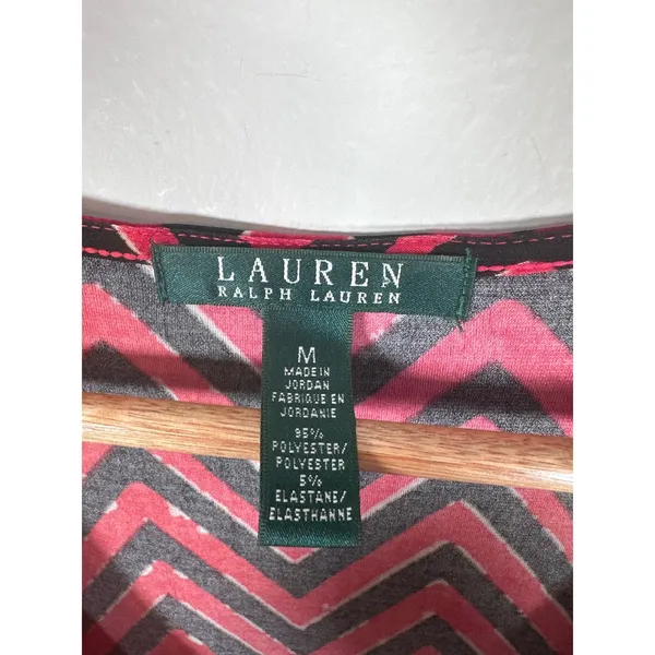 Lauren‎ Ralph Lauren Faux Wrap Dress Women M Pink Chevron Mod - Image 5