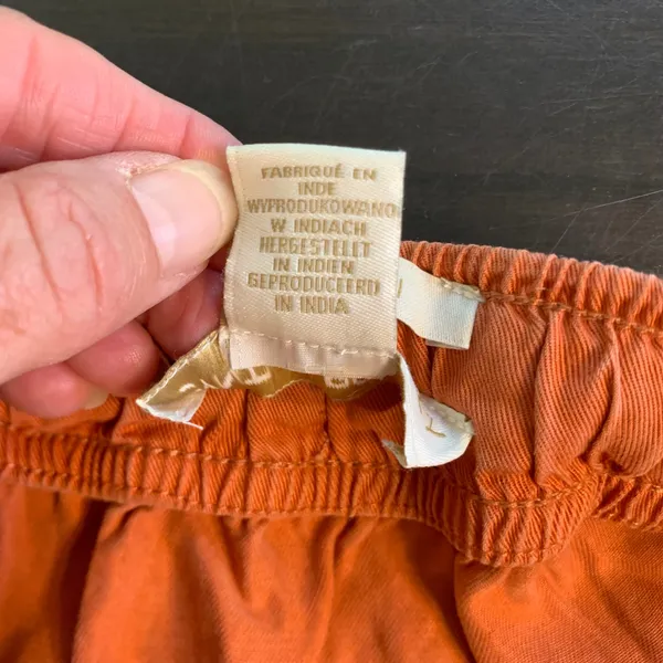 Boho Mini Skirt Cynthia Rowley Orange Lyocell XL Elastic Waist Drawstring Pocket - Image 4