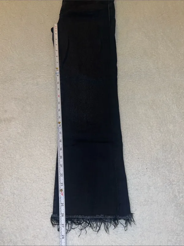 MOTHER Hustler Ankle Fray Crop‎ Flare High Rise Washed Black Jeans 29 - Image 8