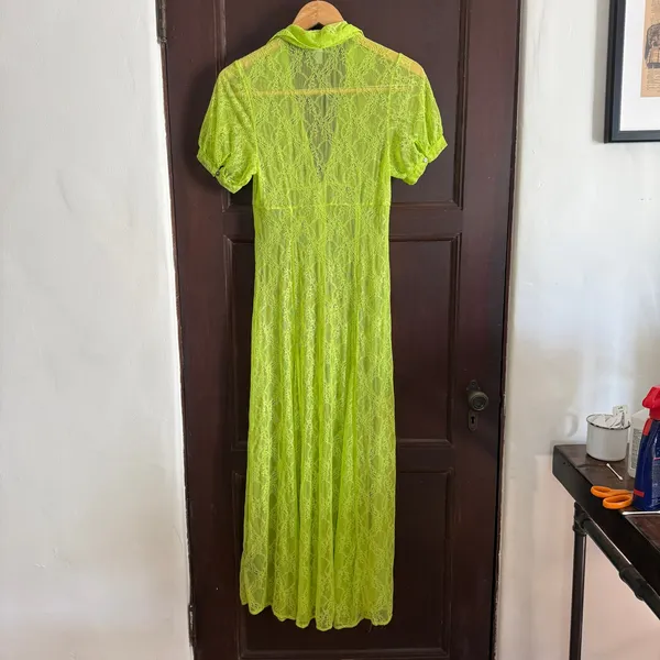 URBAN OUTFITTERS Connie Neon Yellow Lace Button Front Maxi Dress | Small - Image 7