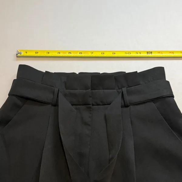 Lulus Black Paperbag Waist Tapered Pants High Rise Tie Waist Trousers Small - Image 4