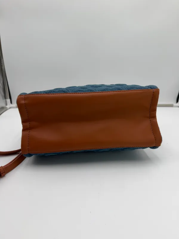 Vintage Luv Betsey Betsey Johnson Denim Heart Tote Crossbody Bag Blue Brown - Image 3