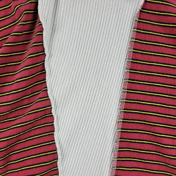 BDG UO Frazier Sweater M White Red Stripe Asymmetric Patch Waffle Knit Acadamia - Image 3