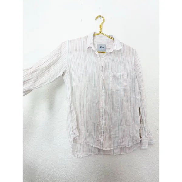 Rails Charli Shirt Size XS Oahu Stripe Metallic Linen Lightweight Button Down - Image 11