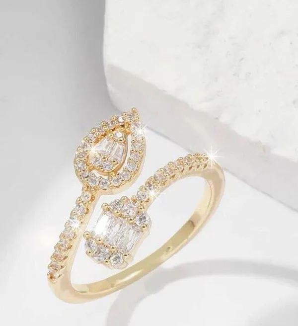 Boutique Water Drop Cubic Zirconia Cuff Ring  - Image 4
