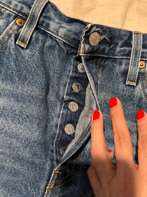 Levi's Blue Distressed High-Rise Denim Shorts - Image 2