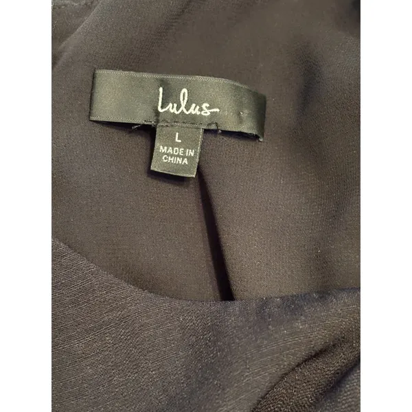 Lulus Black Shift Dress Short Sleeve Back Zip Minimalist Size L - Image 8