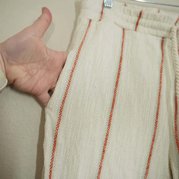 Dolan Left Coast Anthropologie Medium Striped Wide Leg Cotton Pants Cream Beachy - Image 6