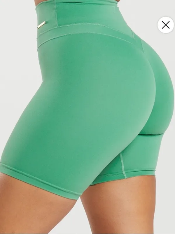 Gymshark x Whitney Simmons Sage Green Twist Front Sports Bra & Biker Shorts Set - Image 4
