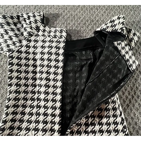 Chris‎ McLaughlin Houndstooth Sheath Dress Black White Short Sleeve Size 6 Retro - Image 5