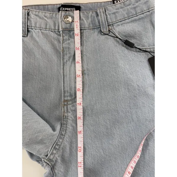 Express Flare Mid Rise Jeans Light Wash Distressed Rigid Front Stretch Back‎ 6 - Image 12