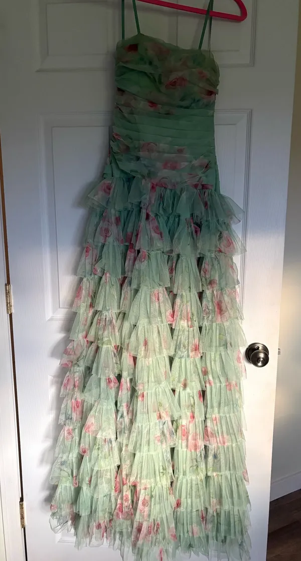 Green Floral Prom dress - Image 2