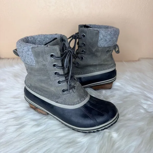 Sorel Slimpack II Lace Waterproof Winter Boots in Quarry Grey and Black Size 6 - Image 2