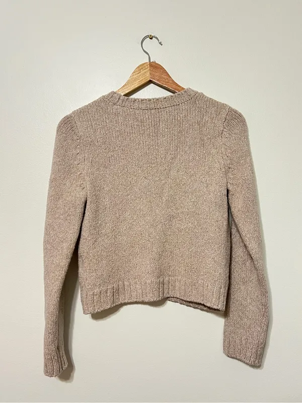 Abercrombie & Fitch Textural Cardigan Sweater Size Small Knit Cream Fall Winter - Image 4