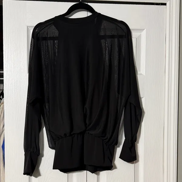 Daytrip Black Sheer-Panel Long Sleeve Top - Image 3