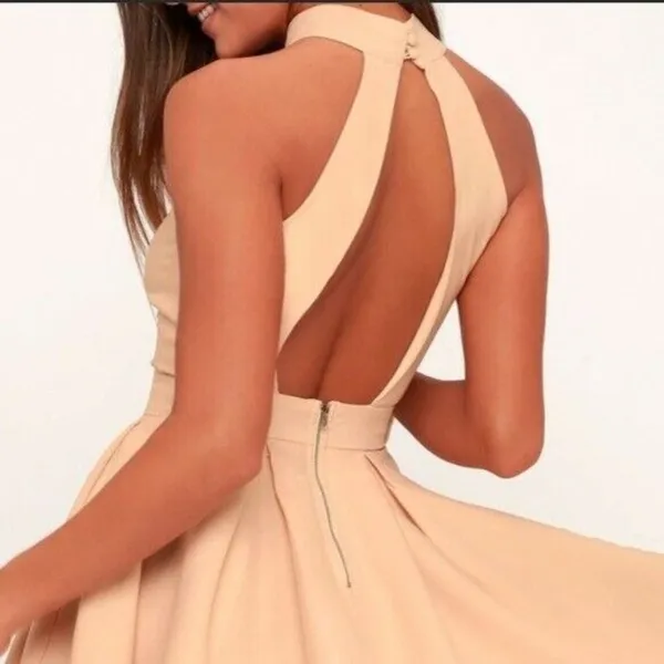Lulus Rehearsal Open Back Skater Skirt Peach Size‎ XS - Image 7