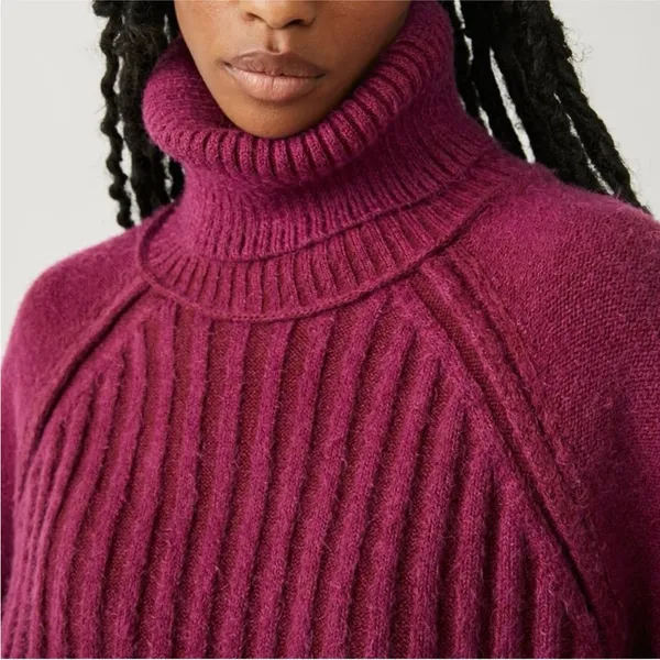 Free People Big City Turtleneck Sweater In Mulberry‎ Garnet Size Medium NWT - Image 4